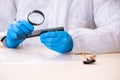 Male expert criminologist working in the lab for evidence