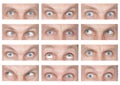 Male eyes with different emotions