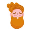 Male face beard character portrait man isoated design icon
