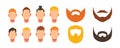 Male Face Constructor, Avatar of Caucasian Man Creation Heads, Hairstyle, Hipster Mustaches and Beards. Facial Elements