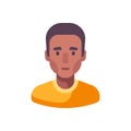 Male face flat icon. African American man avatar illustration