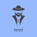 male face mustache and beard neatly hat for haircut icon and logo