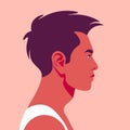 Male face in profile. Asian guy`s head side view. Avatar Royalty Free Stock Photo