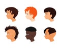 Male face in profile. Boys avatar set.