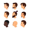 Male face in profile. Guys avatar set.