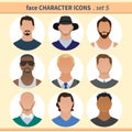 Male faces avatars, character icons for your site