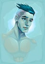 Male fantasy portrait. Vector illustration