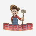Male Farmers Color Logo Illustration Design