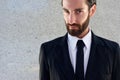 Male fashion model in black suit and tie Royalty Free Stock Photo