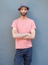 Male fashion model with hat Royalty Free Stock Photo