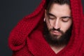 Male fashion model with red scarf Royalty Free Stock Photo