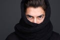 Male fashion model scarf covered face Royalty Free Stock Photo