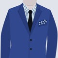 Male fashionable blue suit with checkered shirt an