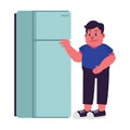 Male Fat People overweight plus size obesity Check the Refrigerator Illustrator Royalty Free Stock Photo