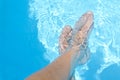 Male feet dipping in the water