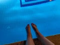 Male Feet In Outdoor Swimming Pool Royalty Free Stock Photo