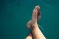 Male feet in outdoor swimming pool Royalty Free Stock Photo