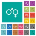 Male and felmale gender symbols square flat multi colored icons Royalty Free Stock Photo