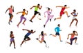 Male and female athletes running vector isolated.