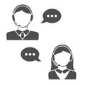 Male and Female Call Center Avatar Icons