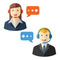 Male and female call center avatar icons Royalty Free Stock Photo