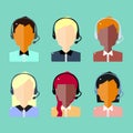 Male and Female Call Center Avatar Icons. Royalty Free Stock Photo