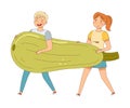 Male and Female Carrying Huge Marrow Squash Vegetable as Source of Vitamin and Energy Vector Illustration Royalty Free Stock Photo