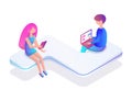 Male and Female Chatting Icon Vector Illustration Royalty Free Stock Photo