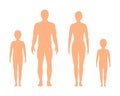 Male, female and children`s silhouette on white background, vec Royalty Free Stock Photo