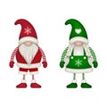 Male and female christmas gnomes illustration