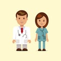 Male and female in clothing doctors