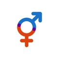 Male and female color symbol. Gender intersection.