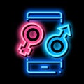 Male and Female Compatibility neon glow icon illustration