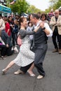 Male and female couple demonstrate a sensual tango dance