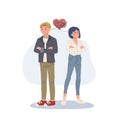 Male and female couple feuding and looking away. breack up, end of relationship. Vector illustration