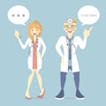 male and female doctor health care provider medical with blank speech bubble, healthy concept for hospital Royalty Free Stock Photo