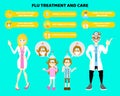 Male and female doctor with illness fever flu symptoms boy and girl coughing,sneezing health care infographic concept