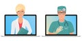 Male and female doctor with online medical consultation concept. Healthcare services, Ask a doctor Royalty Free Stock Photo