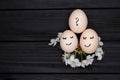 Male and female are drawn in black on eggs. Who is a boy or a girl Royalty Free Stock Photo