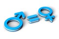 Male and female Equality Concept. Gender blue symbols with equal sign.