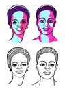 Male and female faces of African type.