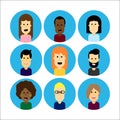 Male and female faces avatars. flat style vector icons set Royalty Free Stock Photo