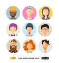 Male and female avatars icons flat cool modern style vector set Royalty Free Stock Photo