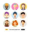 Male and female avatars icons flat cool modern style vector set