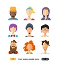 Flat male and female avatars icons cool modern style vector set Royalty Free Stock Photo