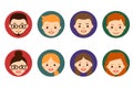 Male and female faces avatars. People icons. People Flat icons collection.