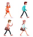 Male Female Geek Hipster Girl Man Vintage Woman Character Walk Mobile Phone Bag Case Icons Set Isolated Retro Cartoon Royalty Free Stock Photo