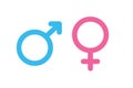 Male female gender icons. Man, woman gender symbol, sign Royalty Free Stock Photo