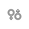Male and female gender line icon