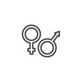 Male and female gender line icon